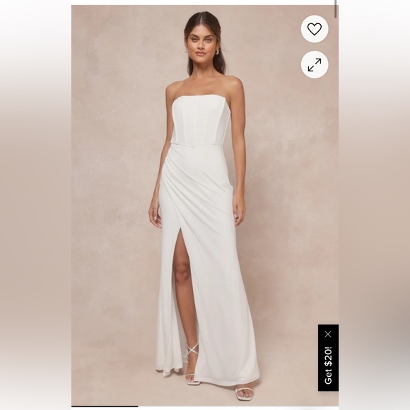 Lulus Dresses & Skirts - Strapless White Evening Gown with Front Slit